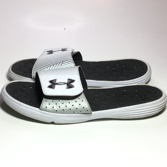 Under Armour Men's Ignite Slides Size 13 White GUC - Picture 1 of 9
